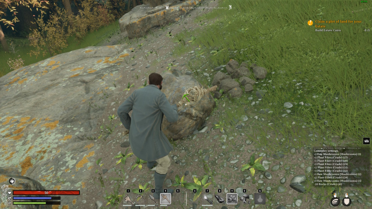 A Nightingale player harvesting stone blocks